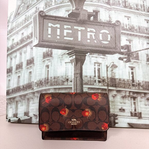 Coach Handbags - Coach C6040 Foldover Belt Bag In Signature Canvas With Pop Floral Print In Brown